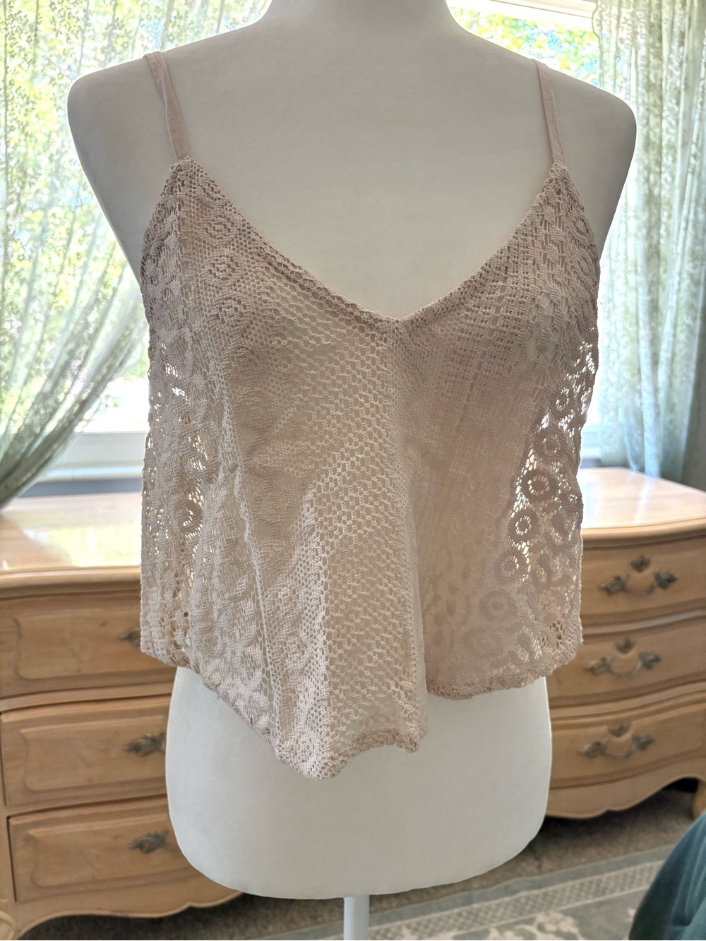 Tree Of Life Beige Crochet Cami Top